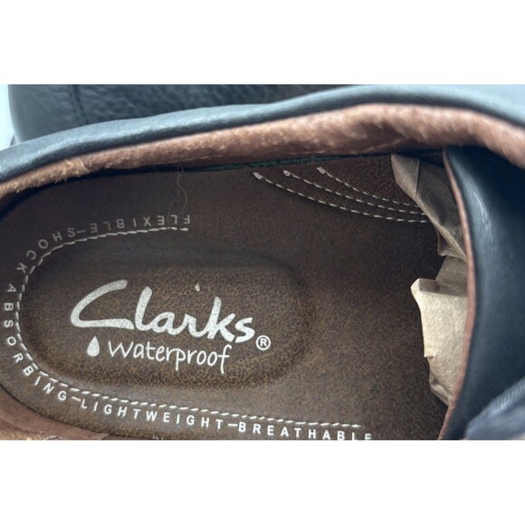 Clarks Oxford Shoes Mens 12 W Black Leather Waterproof Lace Up Casual 82465